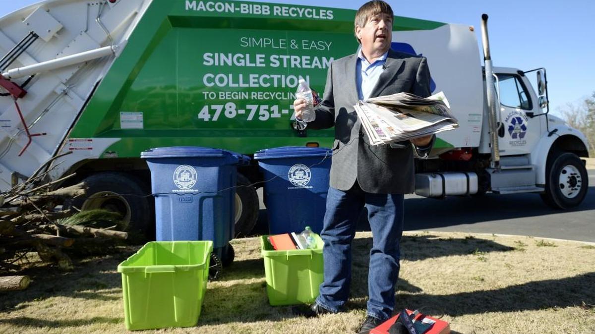 Macon-Bibb Solid Waste director Kevin Barkley talks about the new county wide single stream recycling in this Dec. 18, 2015, file photo.