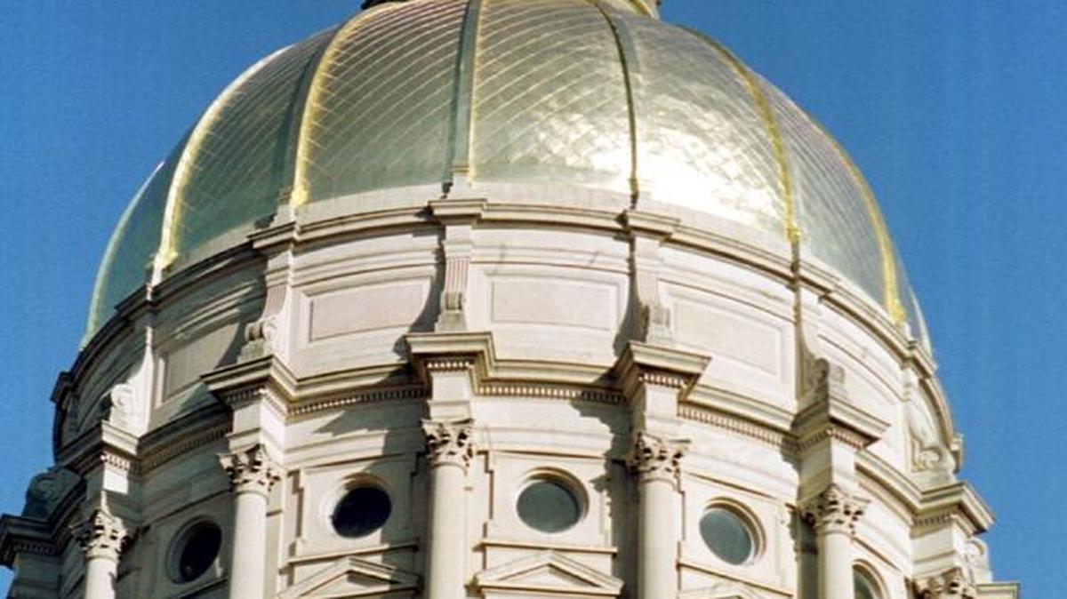 The gold-trimmed Georgia state Capitol rotunda in Atlanta.