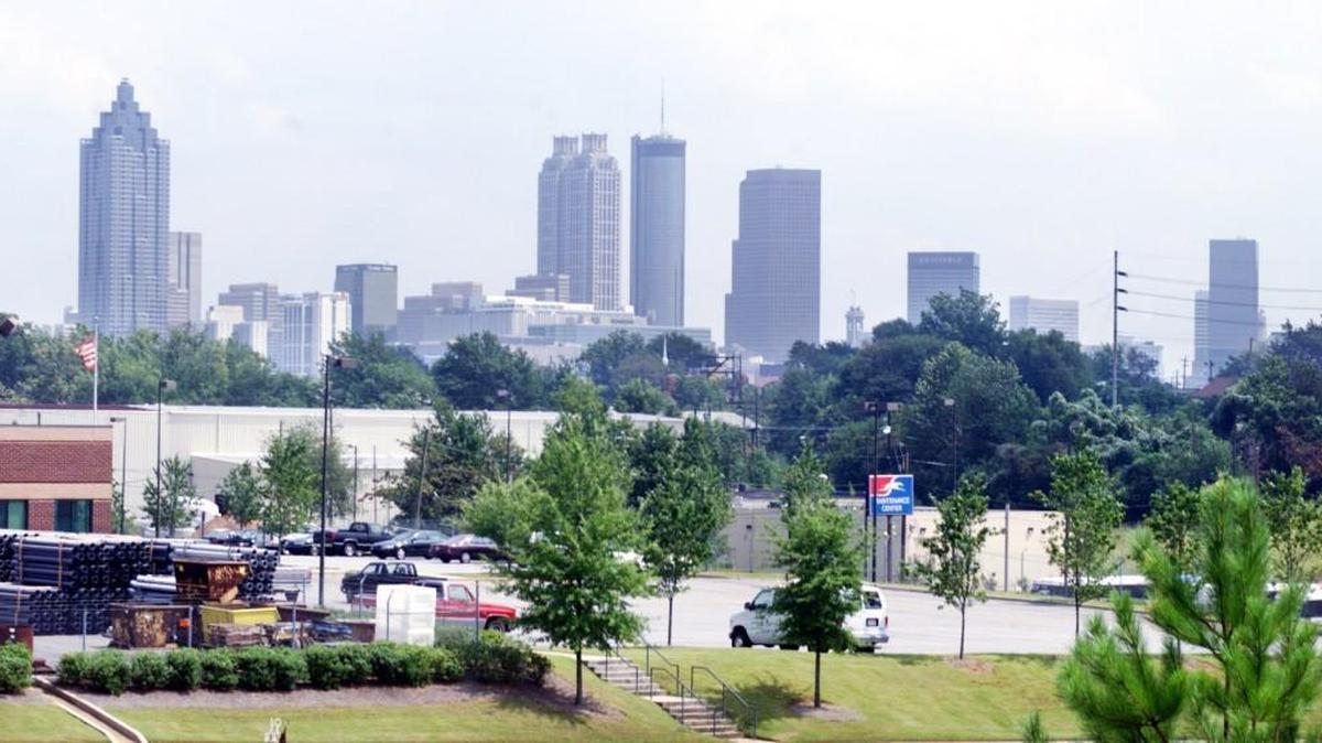 The city of Atlanta skyline.