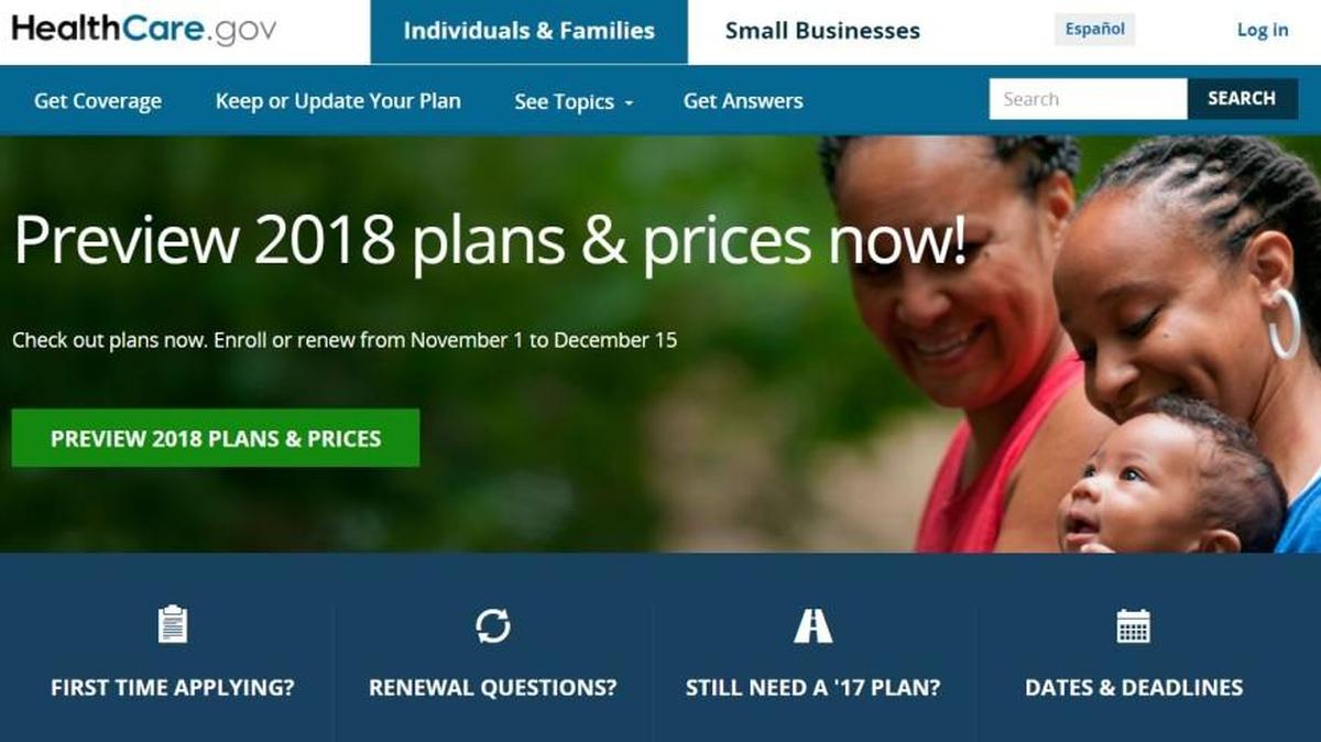 Screengrab from healthcare.gov