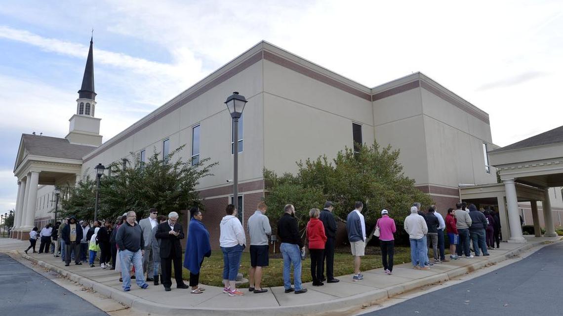 Hundreds waited for the opportunity to vote early outside — and inside — Mabel White Baptist Church, in this Nov. 2016 file photo.