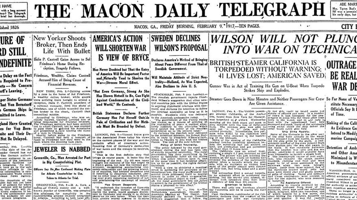 Clipping from Feb. 9, 1917, Telegraph.