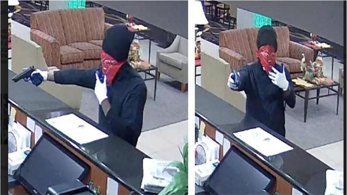 Surveillance photos of suspect in the Oct. 24 armed robbery of an employee of the Wingate by Wyndham, 4031 Watson Blvd. Police have charged Abyrlle Travonte Seal, 26, of Warner Robins, with that armed robbery and others in recent weeks.