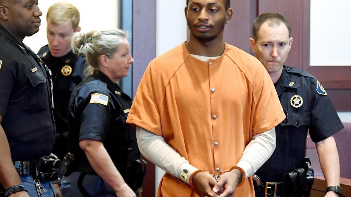 Akeem Taylor, 23, of Warner Robins, walks into a Houston County Superior Courtroom for his sentencing hearing Friday afternoon. Taylor was convicted of pimping a 16-year-old girl at Warner Robins motels.