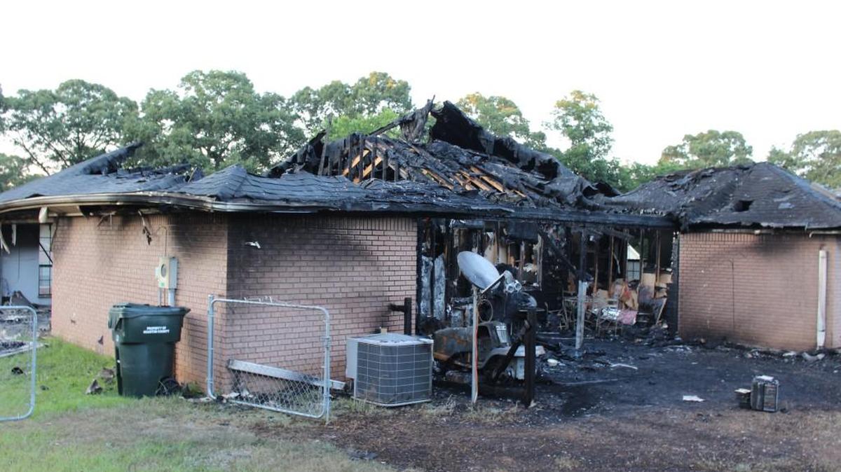 A fire destroyed this home on Morning Dove Lane in Houston County on Sunday.