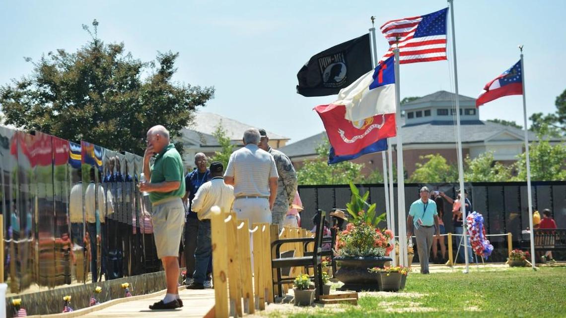 People view a replica of the Vietnam Veterans Memorial Wall in Dublin in 2014. A replica of the wall is coming to Warner Robins in September.
