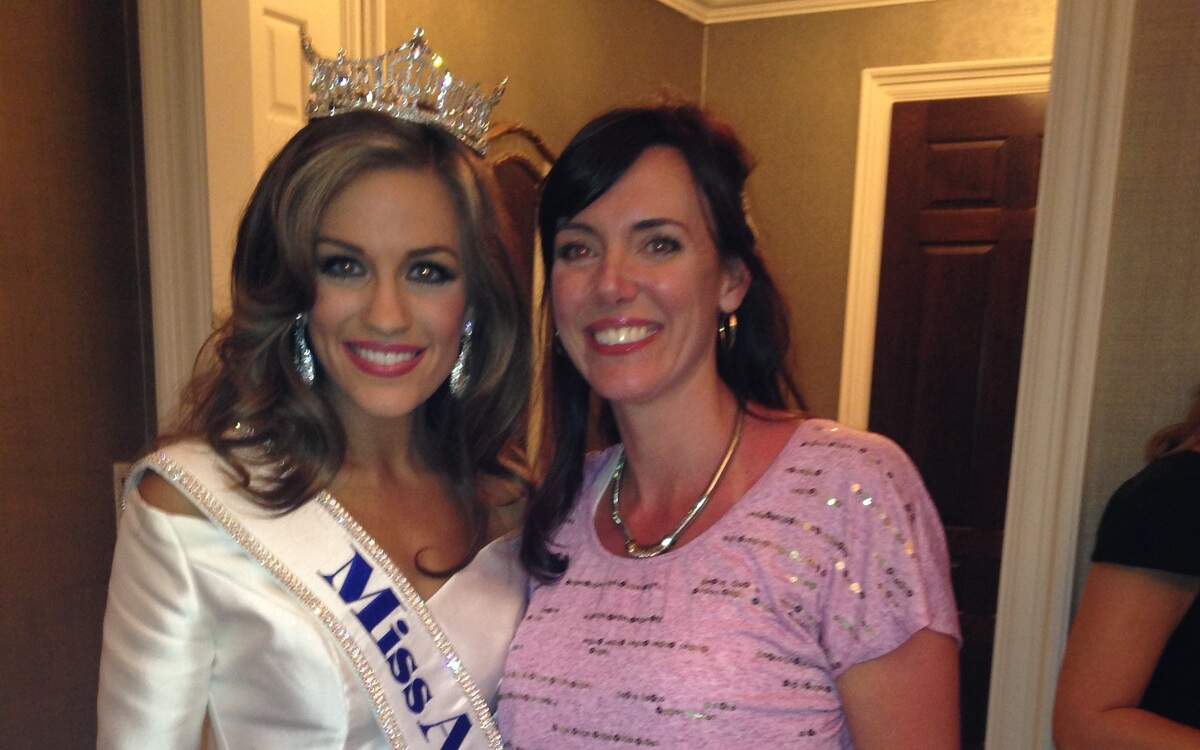 Miss America Betty Cantrell poses with her cousin, Kristina Cantrell Steele, following the Miss America Pageant Sunday night in Atlantic City, N.J.