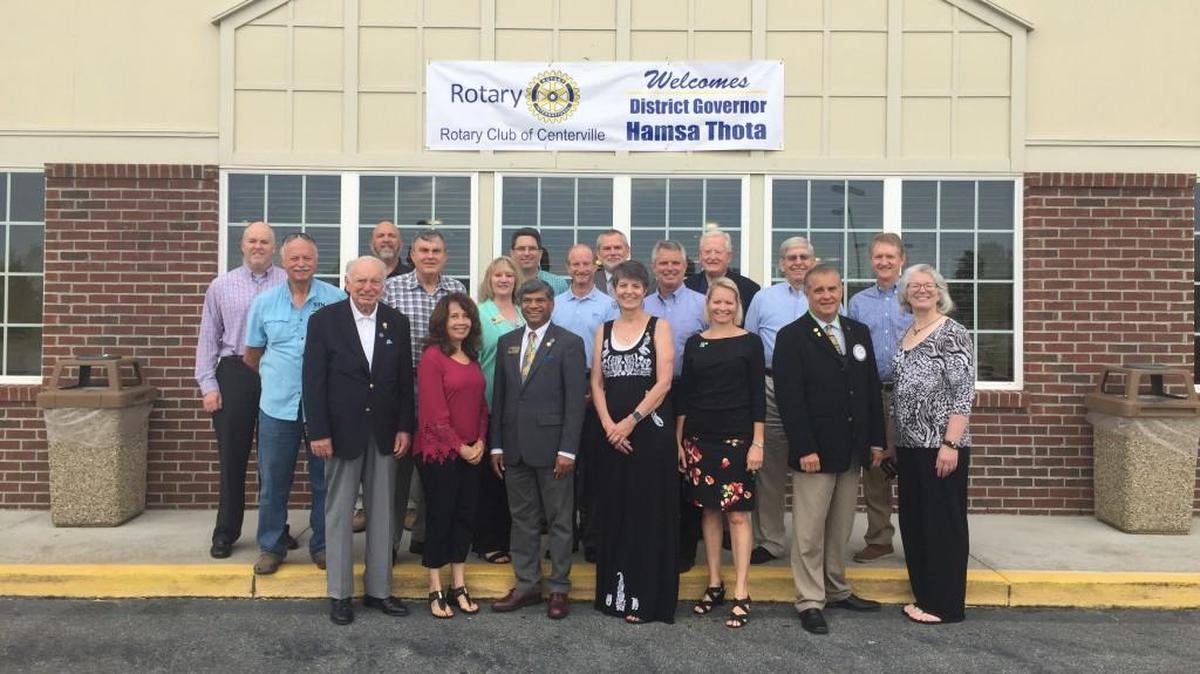 The Rotary Club of Centerville recently welcomed District Gov. Hamsa Thota, front row, third from left.