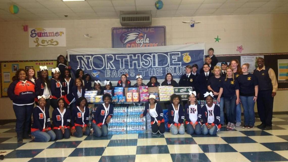 Members of Northside High School’s FFA and the cheerleading teams collected snacks and drinks for law enforcement officers in Houston and Peach counties.