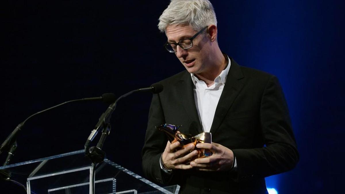 Matt Maher accepts his award for Worship Song of the Year during the Dove Awards in Nashville, Tennessee, in 2015.
