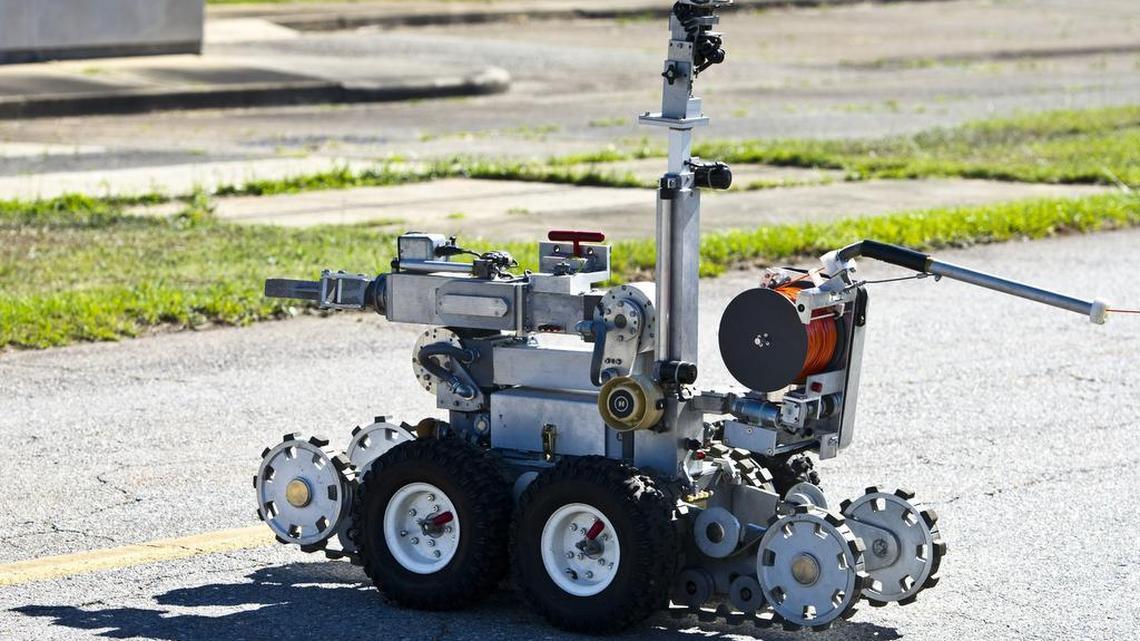 The Bibb County Sheriff’s Department bomb squad, with a robot like this one, was called to Northside Drive just before 9:30 a.m. Wednesday after a suspicious package was tossed over the fence of the Child Care Network.