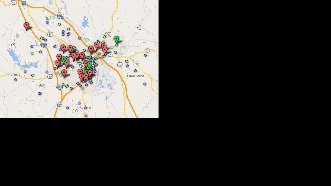 Where Macon-Bibb crimes were reported: February 2016