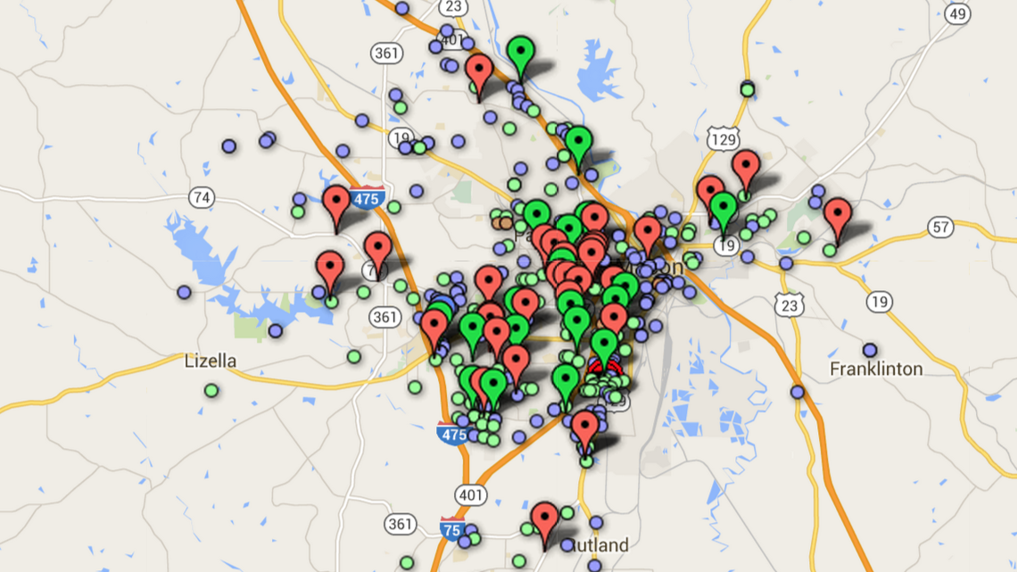 Where Macon-Bibb crime was reported: October 2015