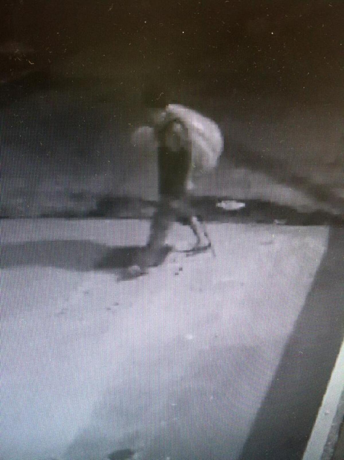 A suspect seen leaving the Bibb County sheriff’s annex early Monday with a trash bag over his shoulder.