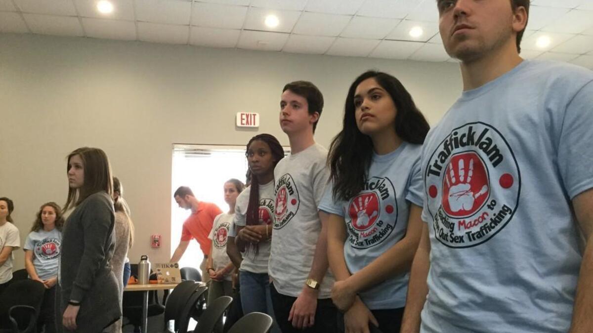 Traffick Jam, a group that aims to drive out sex trafficking in Macon, is made up of 29 senior marketing students and 56 other students at Mercer University.