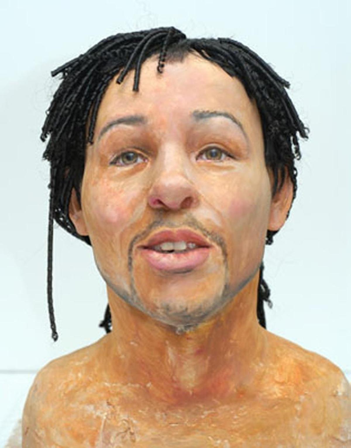 A 3-D facial reconstruction of a biracial man, age 25-45, whose body was discovered June 14, 2003, along Interstate 16 in Twiggs County.