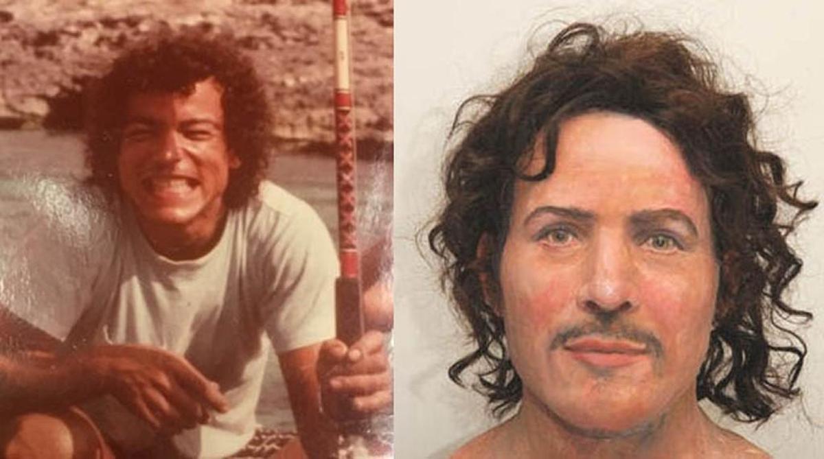 William Maholland, left, compared to the GBI’s 3D facial reconstruction completed after his body was found in Jones County, Georgia, on May 26, 1984.