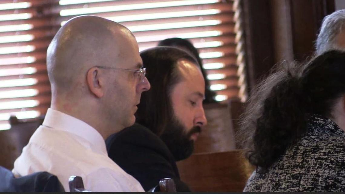 Christopher Calmer is shown at a pretrial hearing.