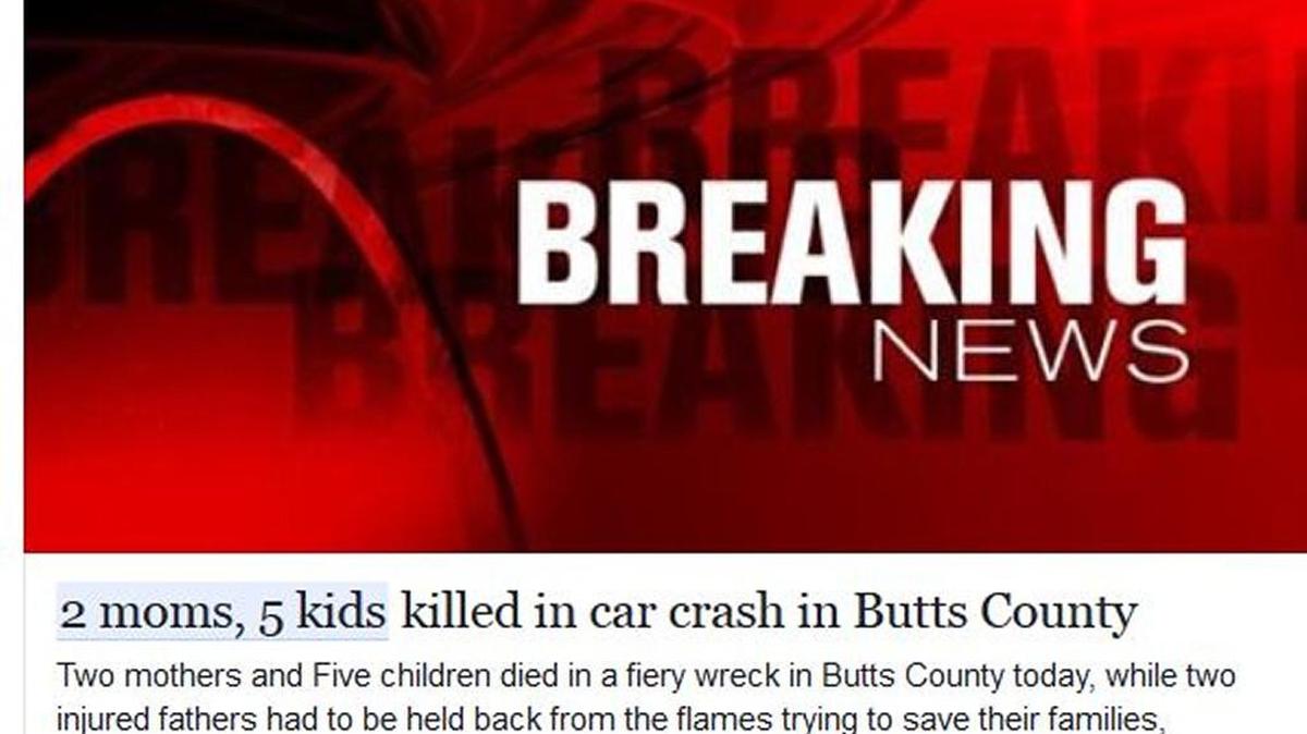 A screen shot of the Facebook post shows a dramatic, but false tale that’s been duplicated in at least Butts, Ware, Toombs and Pickens counties.