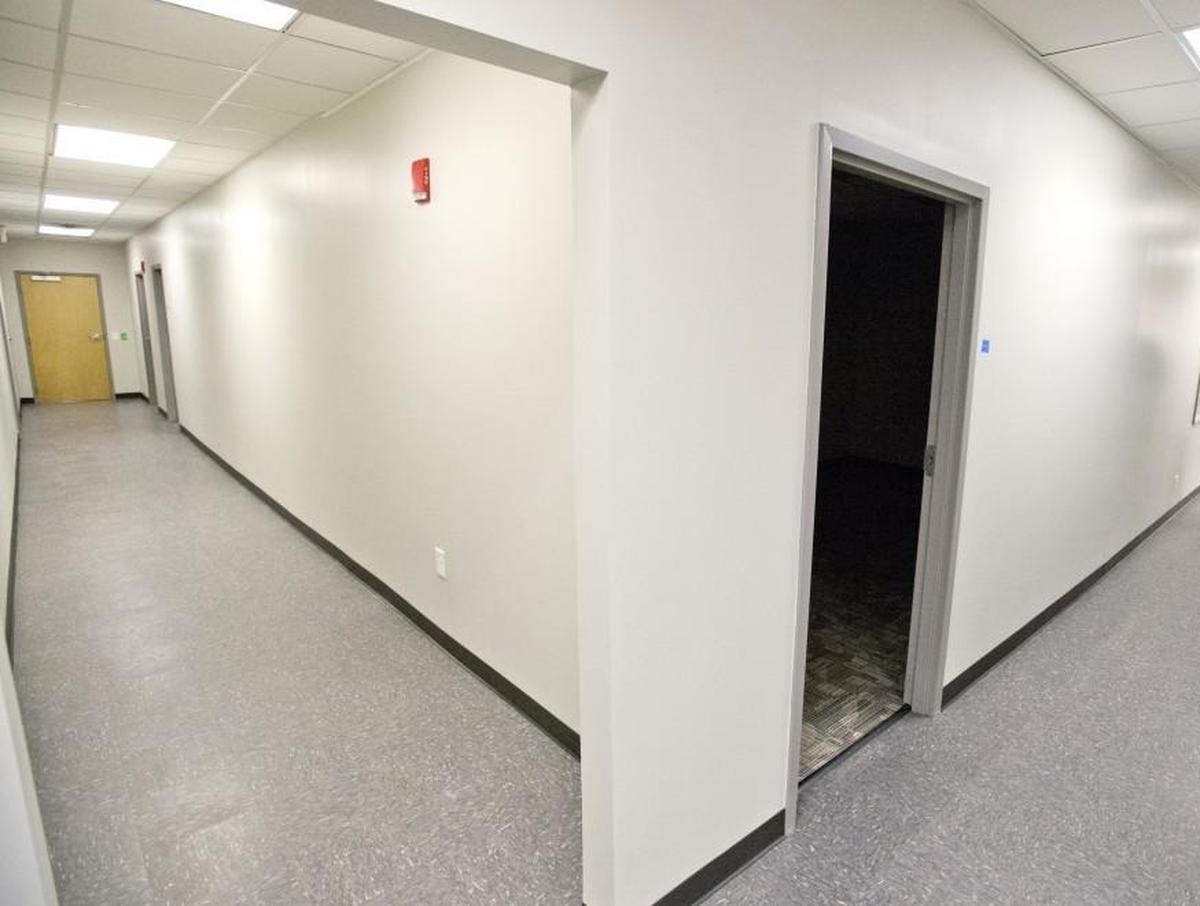 Upstairs halls at the Bibb County Sheriff’s Office Annex in the former Sears building on Third Street as seen in this 2016 photograph during the building’s renovation.