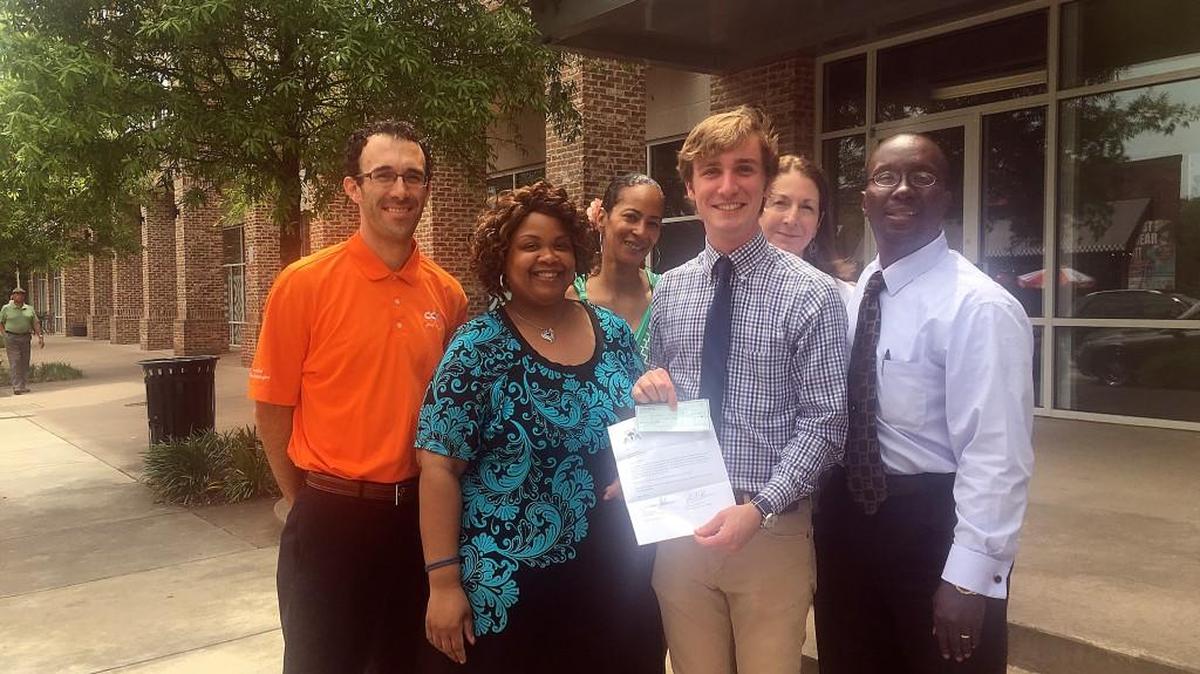 Kevin Bucholtz, Labrina Solomon, Shirley Ellis, Matthew Halbert, Suzanne Cassidy and Trent Solomon are pictured after Halbert was honored with a research award.
