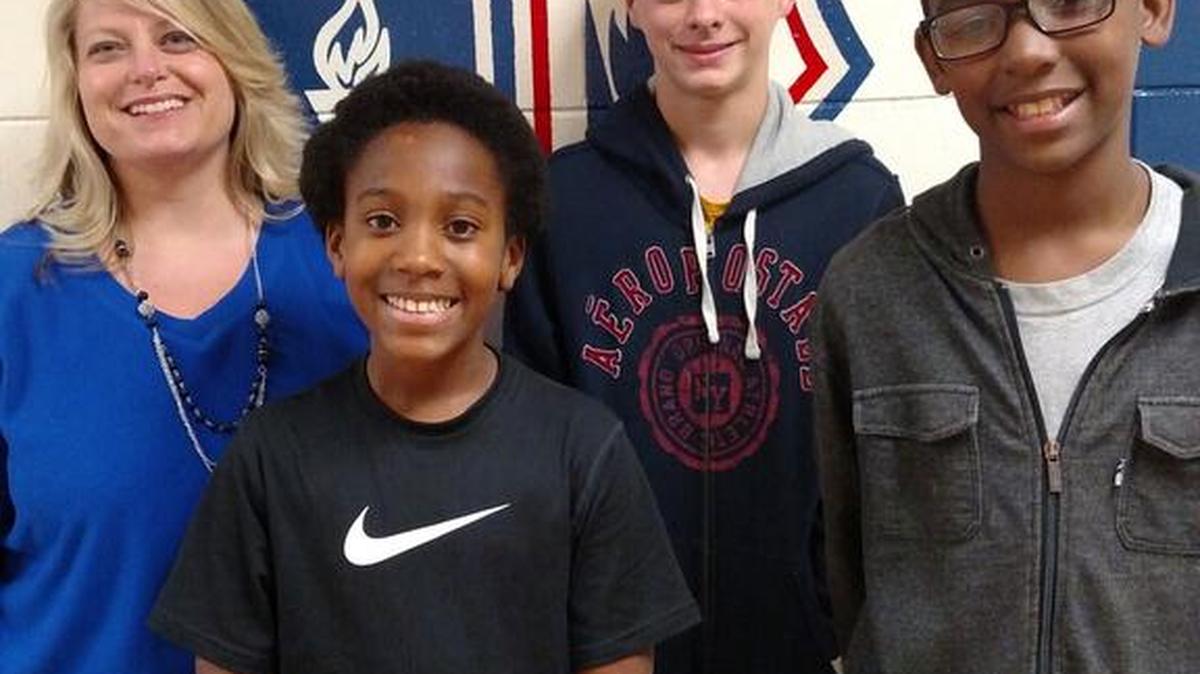 Carl Wilford, Jr., Jonah Simpson and Jermon Rountree, accompanied by advisor Norika Blanton were part of Shirley Hills Elementary School’s winning Stock Market Team. Team member Christian Davis not pictured.