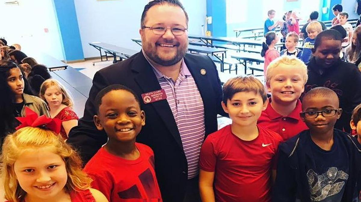 Georgia Rep. Heath Clark visited Quail Run Elementary recently to talk with fourth-graders about the U.S. Constitution.