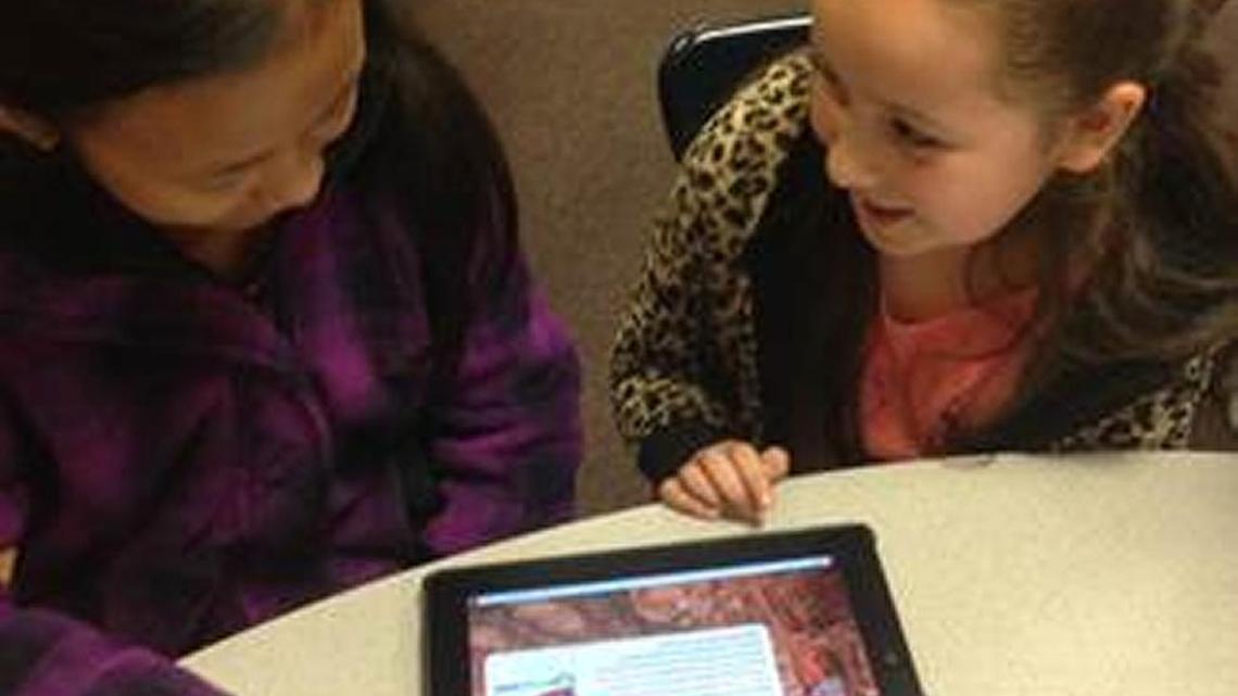 Russell Elementary students use a digital reading program.