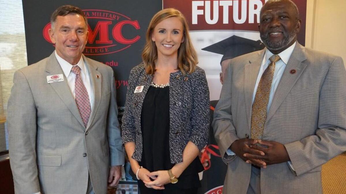 Georgia Military College President Lt. Gen. William Caldwell is pictured with Melanie King, GMC-Albany’s extension center director, and Albany Technical College President Anthony Parker.