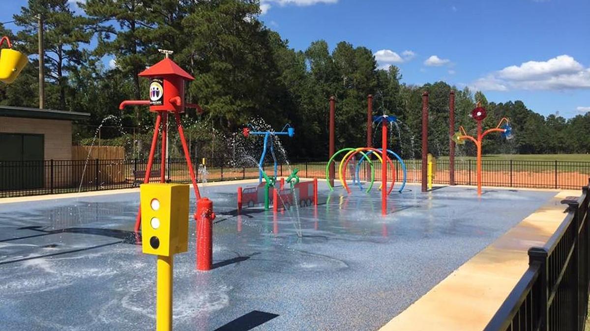 New splash pads opened Oct. 3, 2017, in the Forsyth park where the city’s old swimming pool used to be located.
