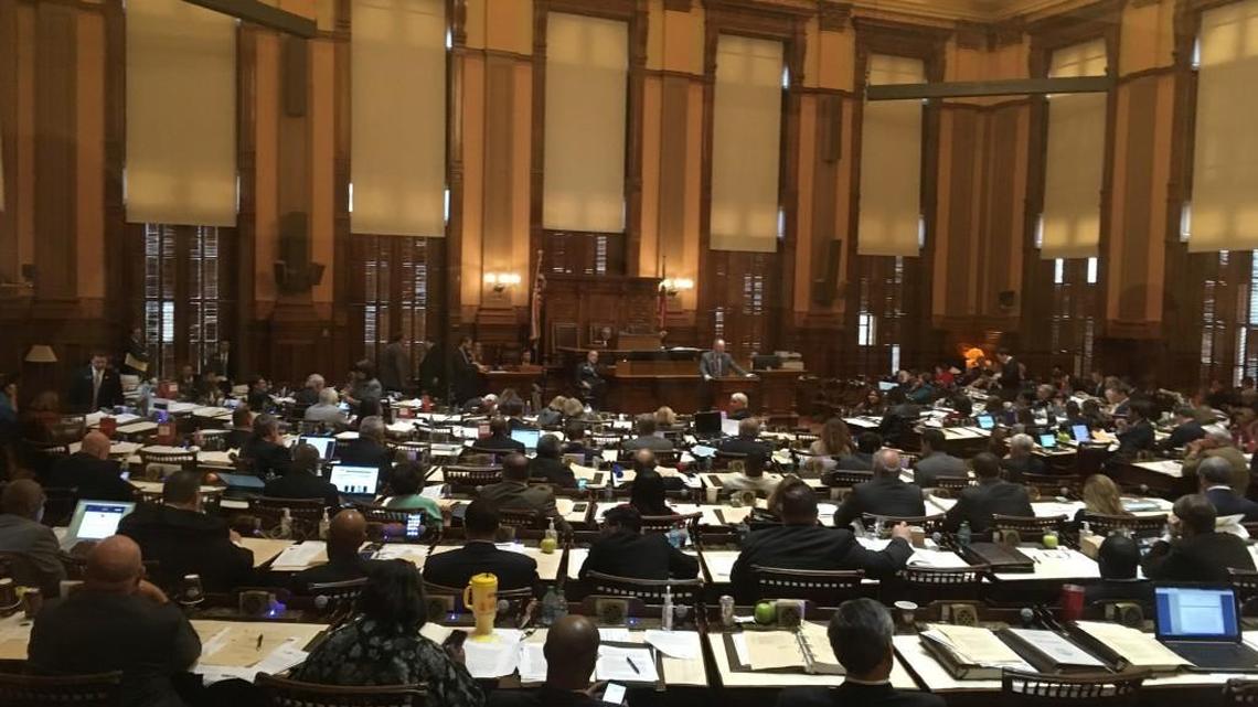 Geogia House members hear a pitch on Wednesday from state Rep. Allen Peake, R-Macon, to expand the state’s medical marijuana registry.