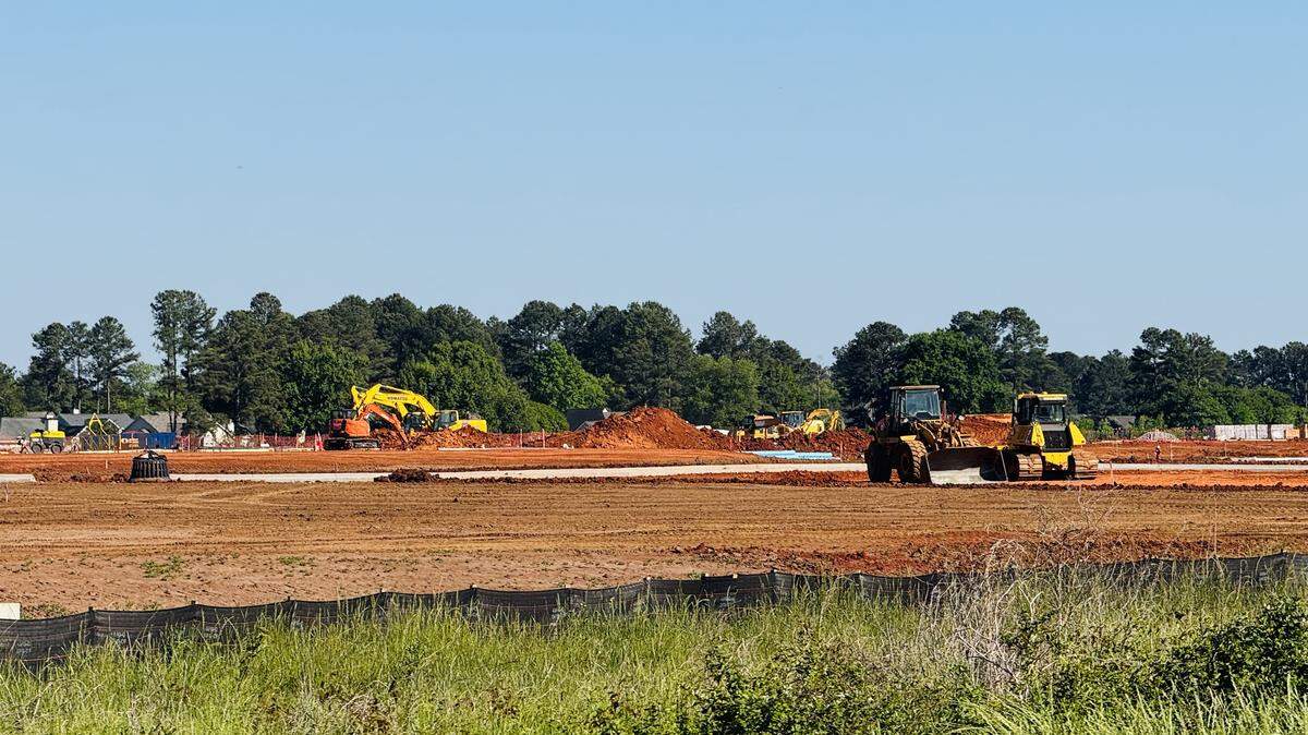 Construction continues on the STEM/Allied Health Academy site in Warner Robins, Georgia, where dually enrolled high school students will take college-level health care courses through Central Georgia Technical College.