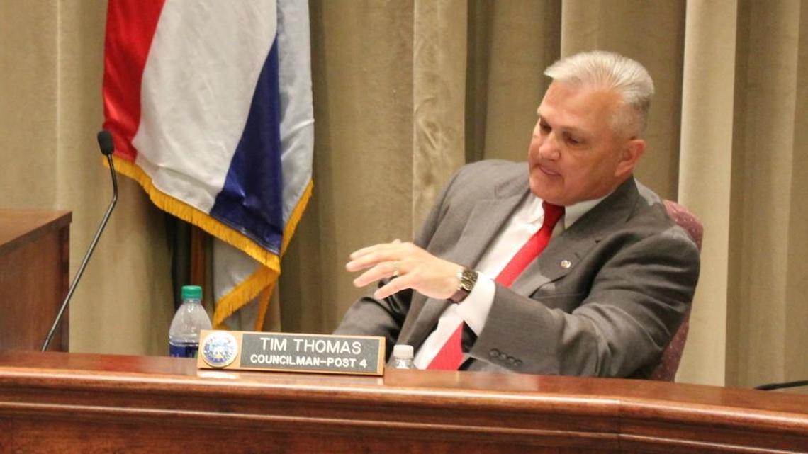 Councilman Tim Thomas talks about an ordinance restricting drone usage in the city.