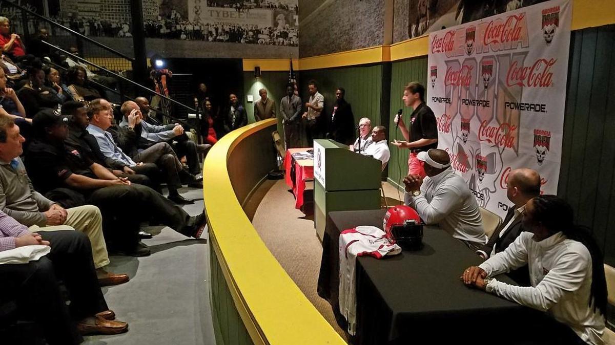 Georgia Doom officials gather Wednesday to announce the new team’s schedule and ticket details for the 2018 season.