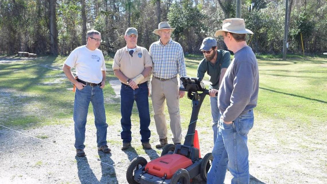 Members of the Ocmulgee Archaeological Society used ground penetrating radar Friday to try to find the location of the officer’s stockade of Andersonville prison.