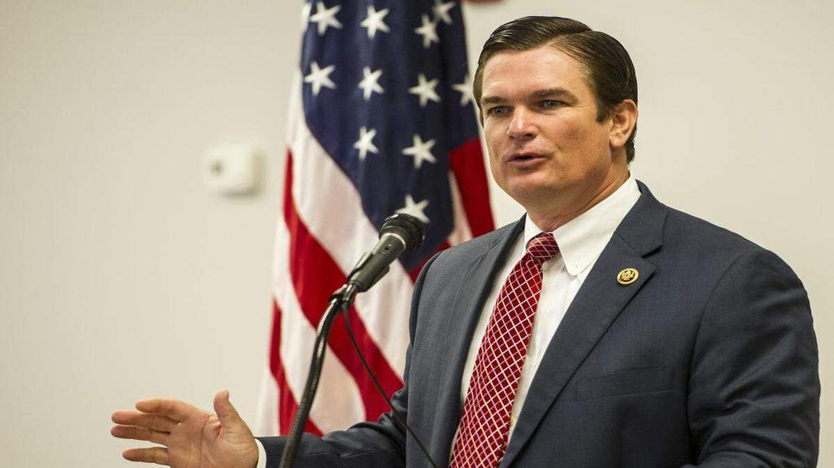 U.S. Rep. Austin Scott at the Robins Regional Chamber of Commerce Coffee with the Congressmen in August 2015.