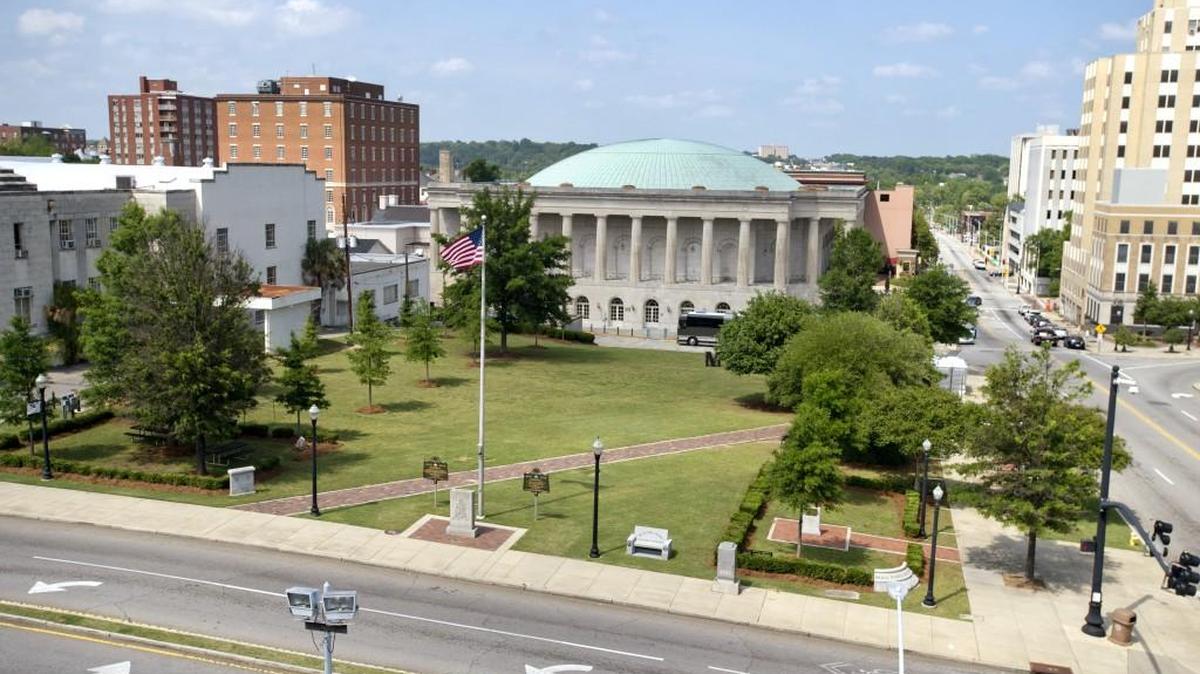 View of Rosa Park Square from roof of Macon-Bibb County Government Center.