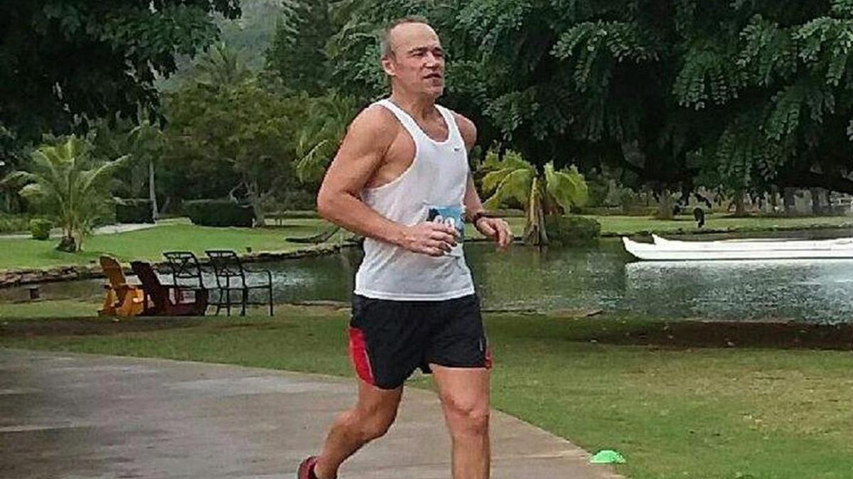 David Ladner runs in a marathon in Hawaii.