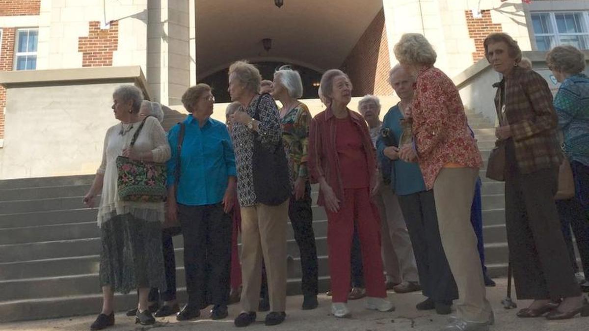 Members of A.L. Miller Class of 1955 gather Tuesday for their monthly meeting.