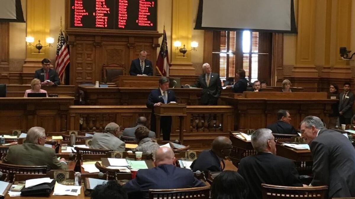State Sen. Larry Walker III, R-Perry, addresses the state Senate in this February 2017 file photo. On Thursday, the state Senate approved Walker’s bill to create a state women veterans office.