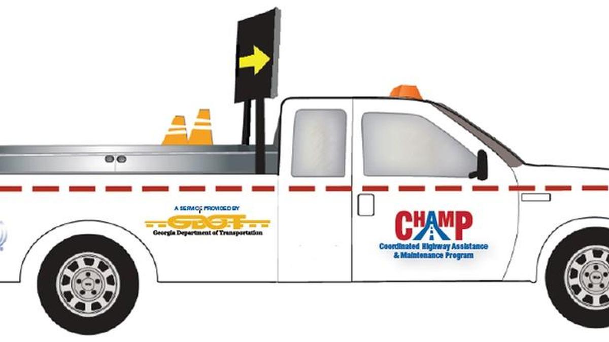 A Georgia Department of Transporation sketch shows a CHAMP truck. The roadside assistance vehicles will start patrolling interstates outside of metro Atlanta (which already has a similar program) in 2017.