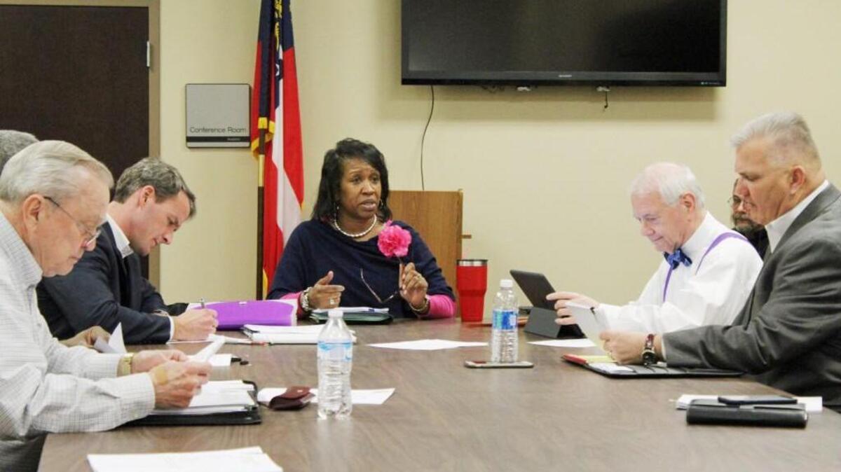 Sonya Jenkins, chairwoman of the Warner Robins Development Authority, speaks at the authority's meeting Thursday.
