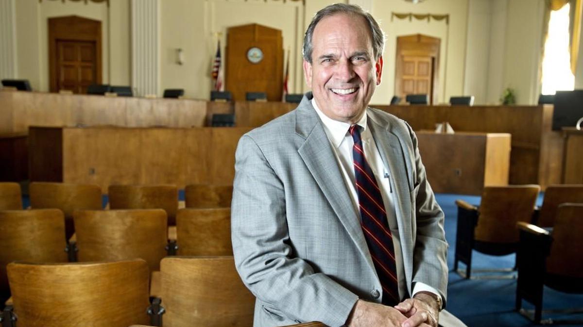 Mayor Robert Reichert in the Commission Chamber at the Macon-Bibb Government Center.