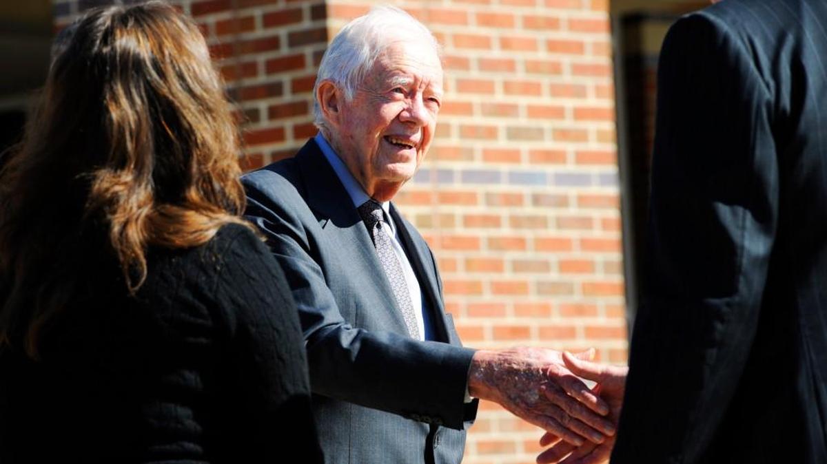 President Jimmy Carter, seen in this 2012 photo at Mercer University, will deliver Saturday’s commencement address.