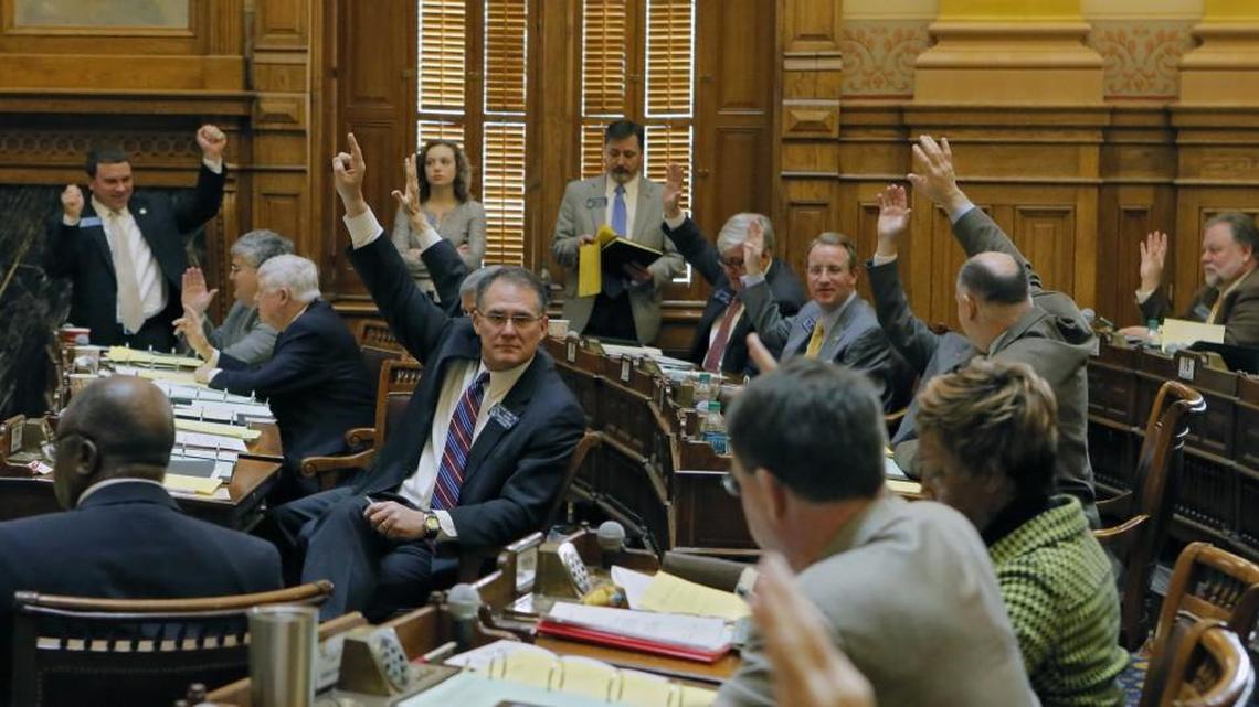 Senators vote down amendments to Senate Bill 16 at the state Capitol on Thursday. Georgia Senators are working to slash the potency of medical cannabis oil while slightly expanding access. The bill passed the full Senate after lengthy debate and the rejection of three amendments proposed during discussion.