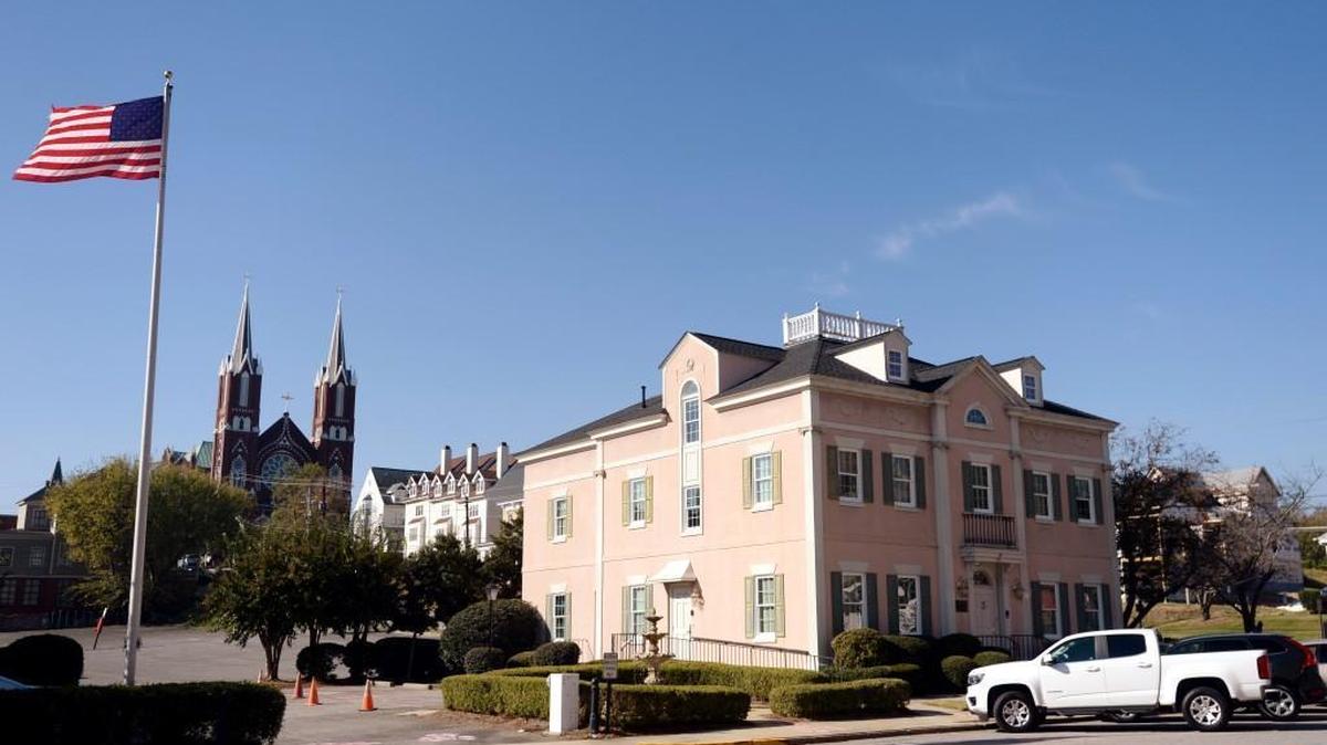 The Cherry Blossom Festival and Keep Macon-Bibb Beautiful Commission headquarters located at the corner of Cherry and New streets.