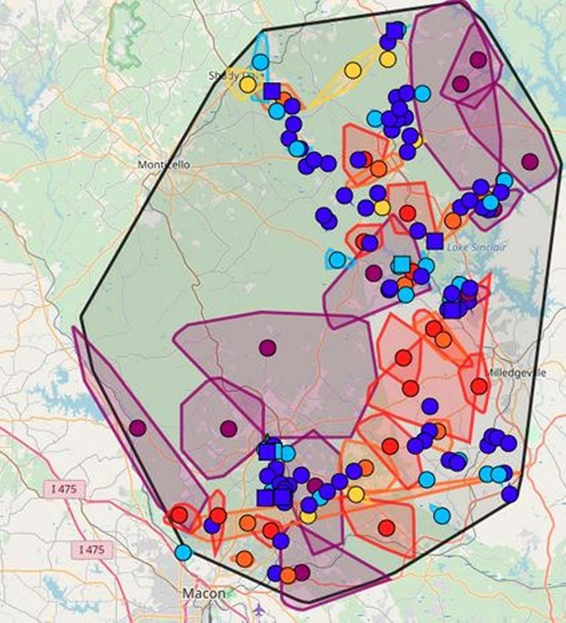 Tri-County EMC was dealing with power outages in these locations as of early Tuesday.