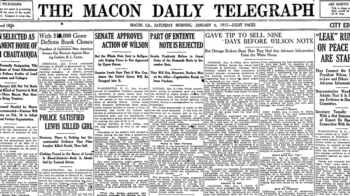 Clipping from The Telegraph, Jan. 6, 1917.
