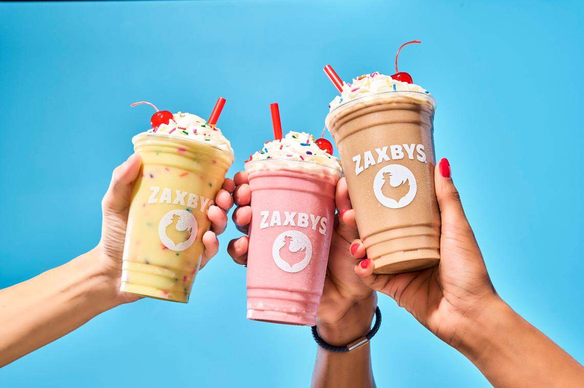 Zaxbys milkshakes are available in classic chocolate, vanilla and strawberry, as well as a birthday cake flavor, the restaurant said.