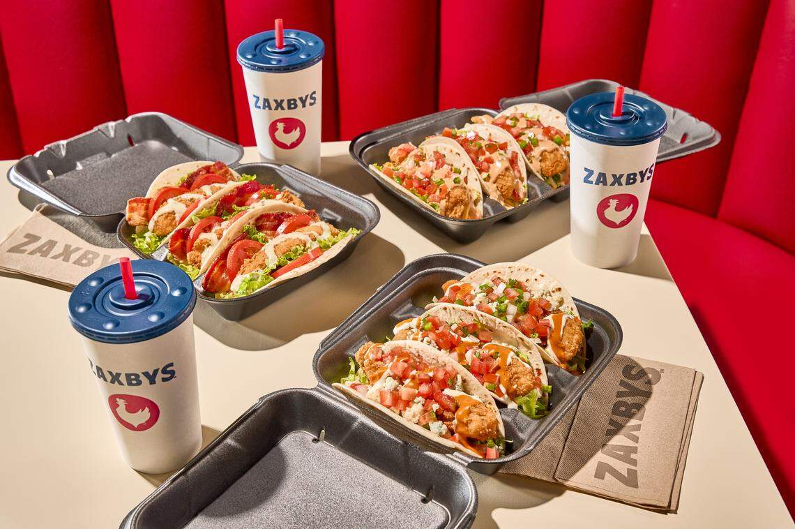 All three tacos are pictured.